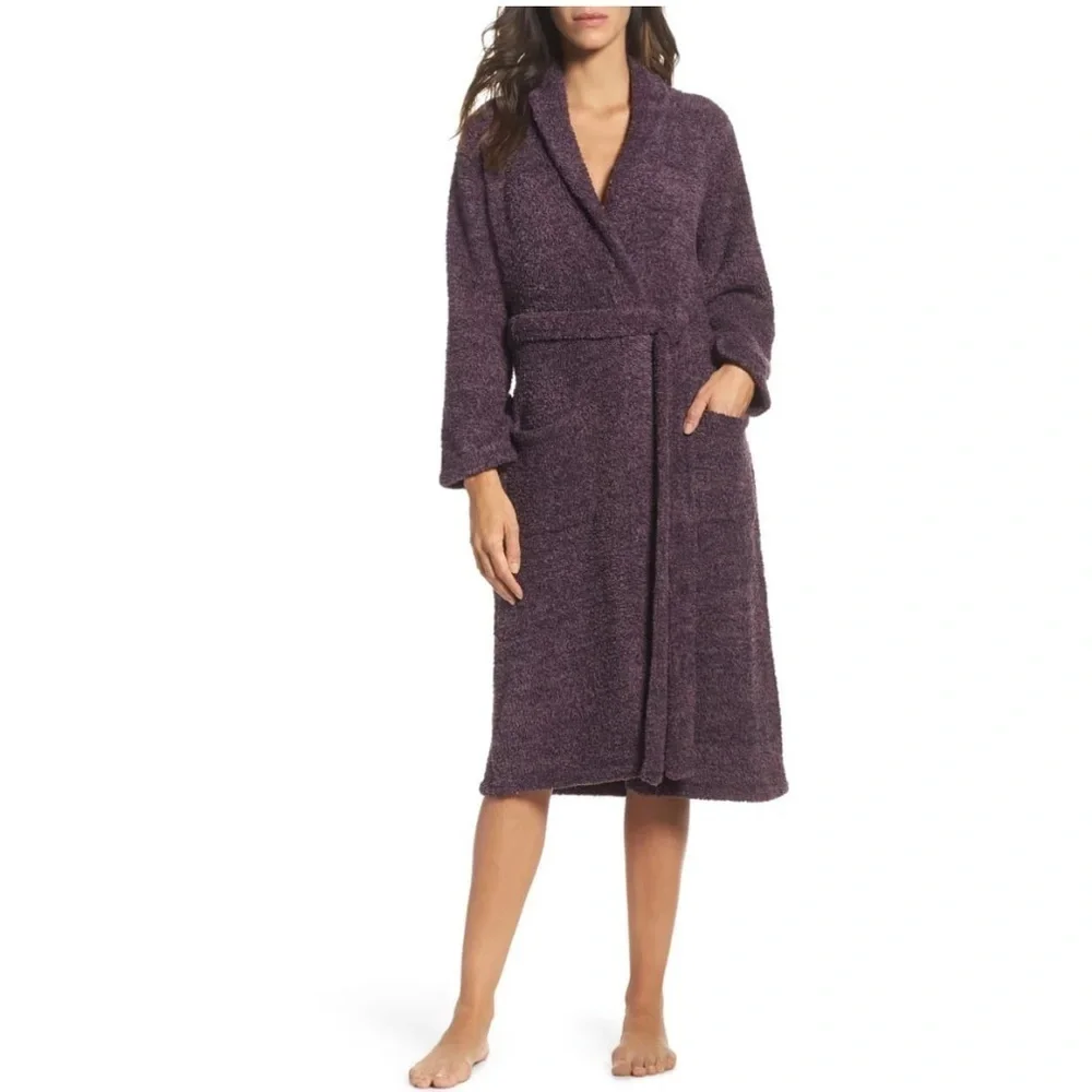 Barefoot Dreams Purple Cozychic Long Robe Size 1 Missing Belt